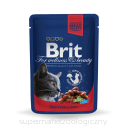 Brit Premium Cat kawałki wołowiny z groszkiem 85g